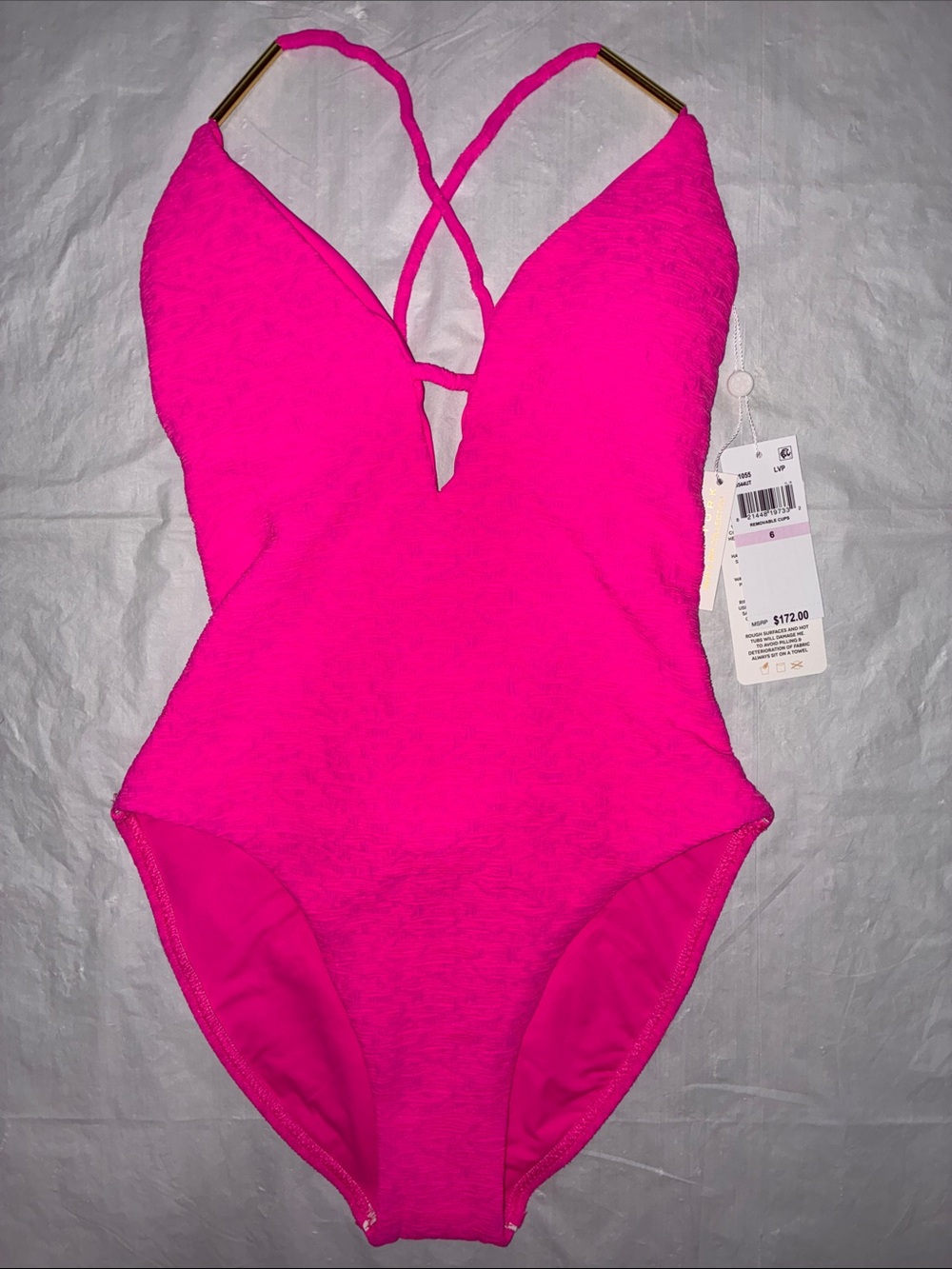 Trina Turk Hot Pink One-Piece Swimsuit with Crisscross Straps